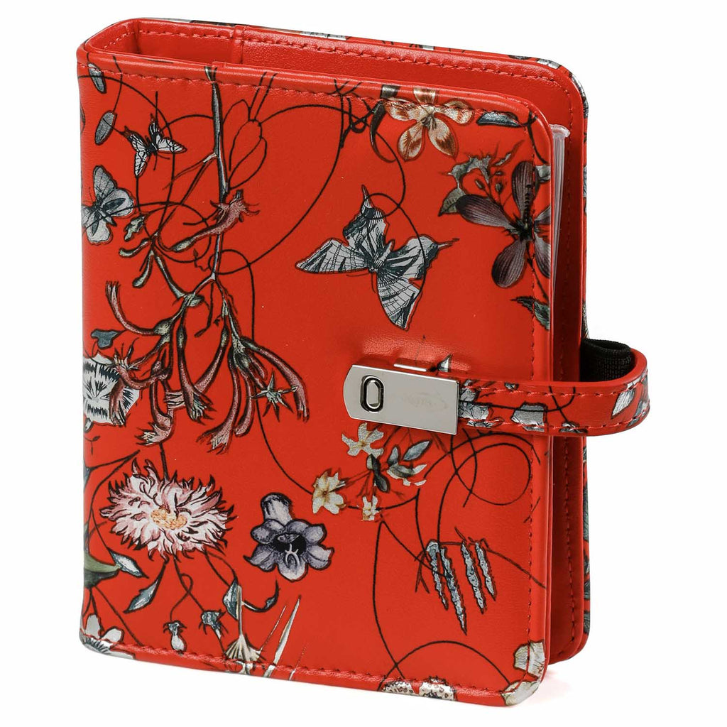 Refillable Pocket 6 Ring Binder Planner Sea of Flowers Red