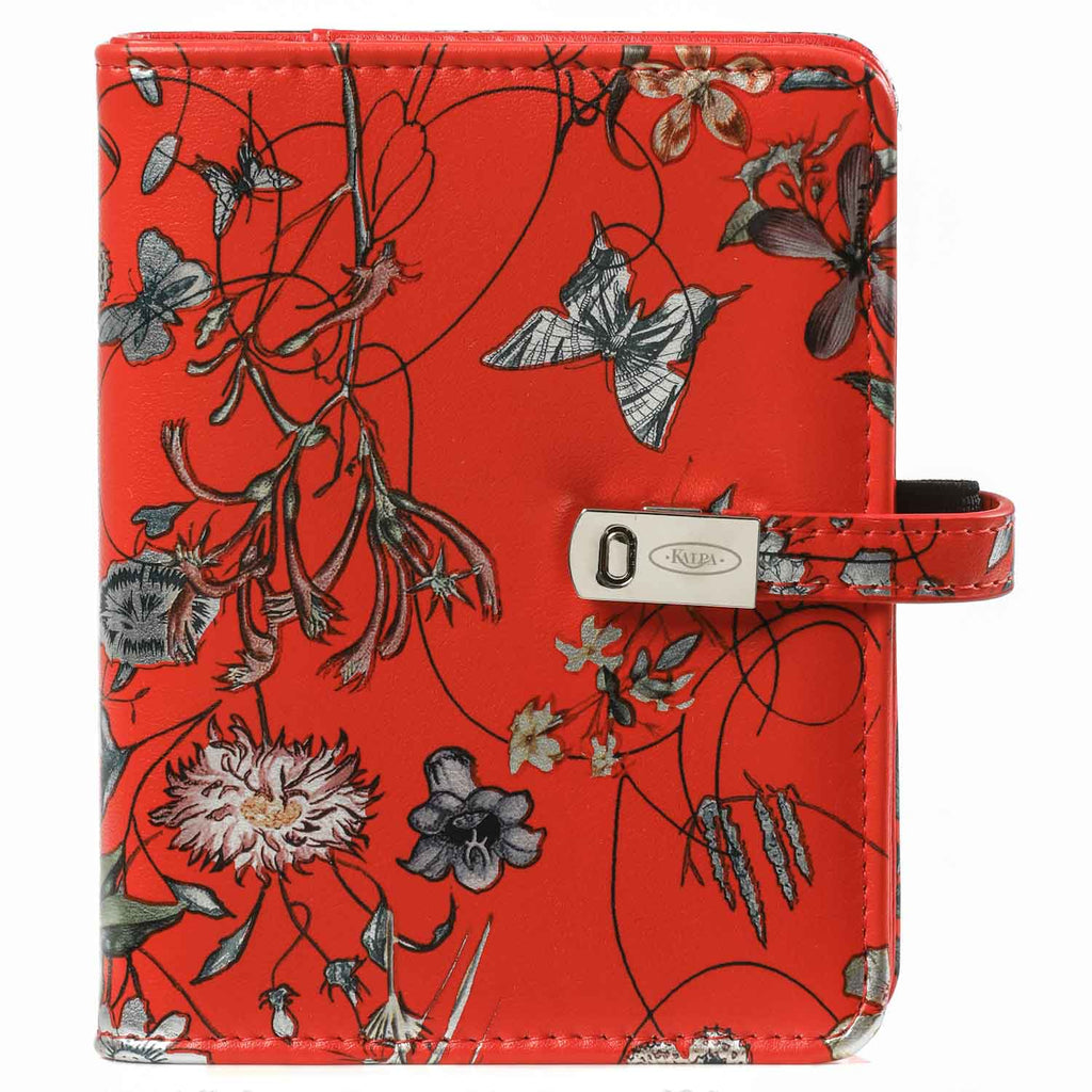 Stylish Refillable Pocket 6 Ring Binder Planner Sea of Flowers Red