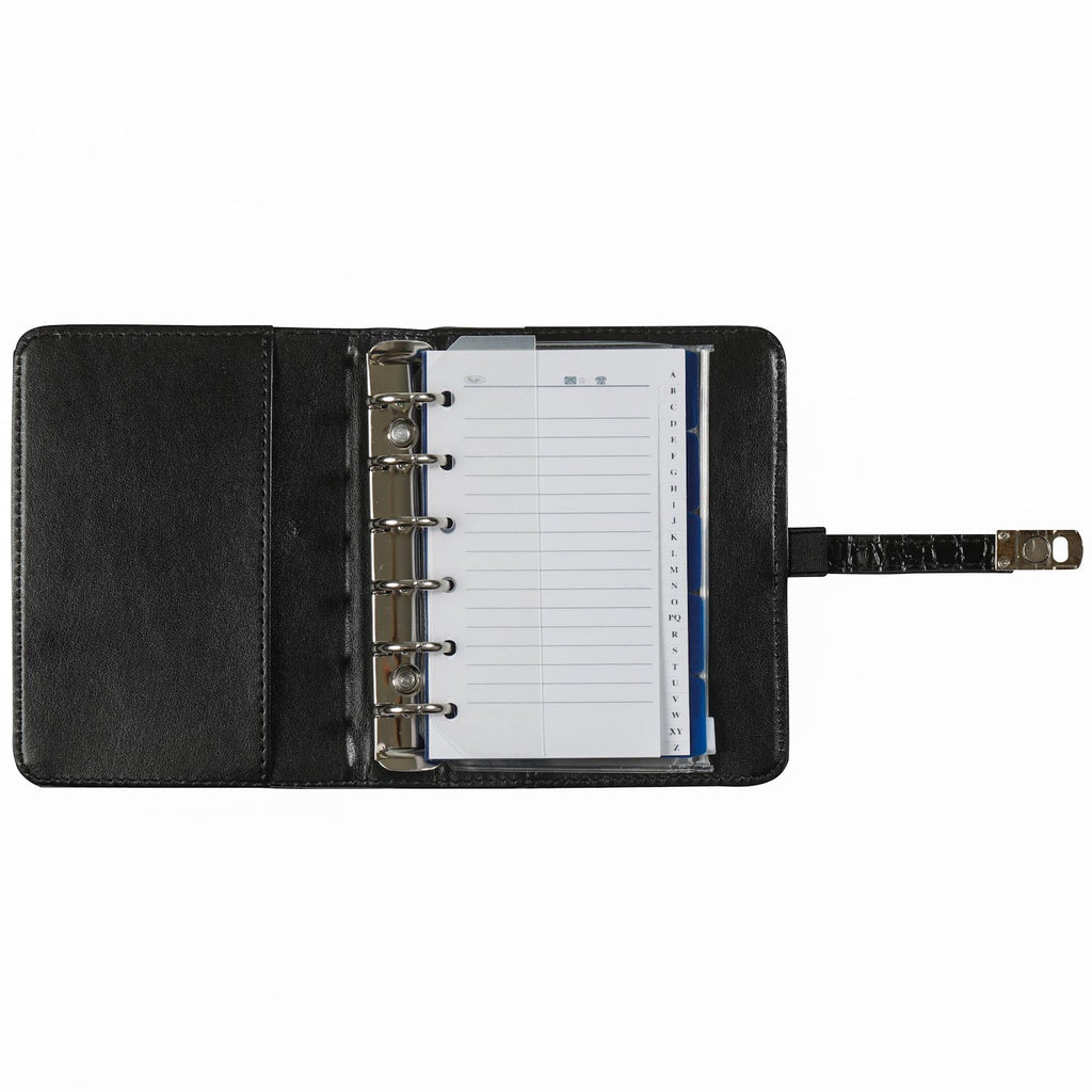 Open View of the Refillable Pocket Ring Binder Agenda Croco Black