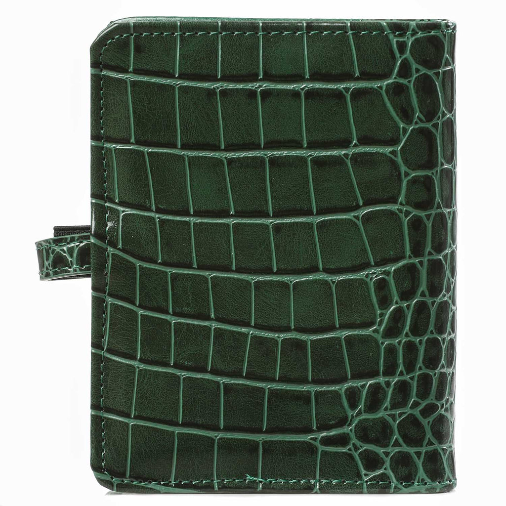 High Quality Refillable Pocket Ring Binder Organizer Croco Forest Green