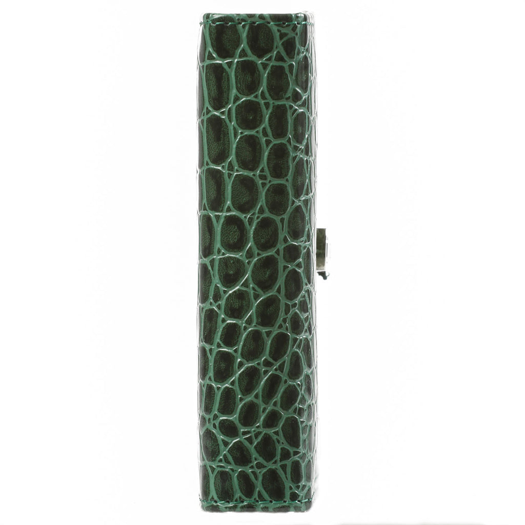 Side View of the Refillable Pocket Ring Binder Organizer Croco Forest Green