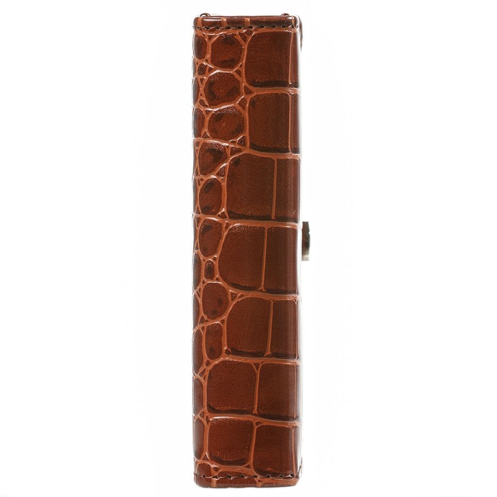Side View of the  Refillable Pocket Ring Binder Planner Croco Cognac