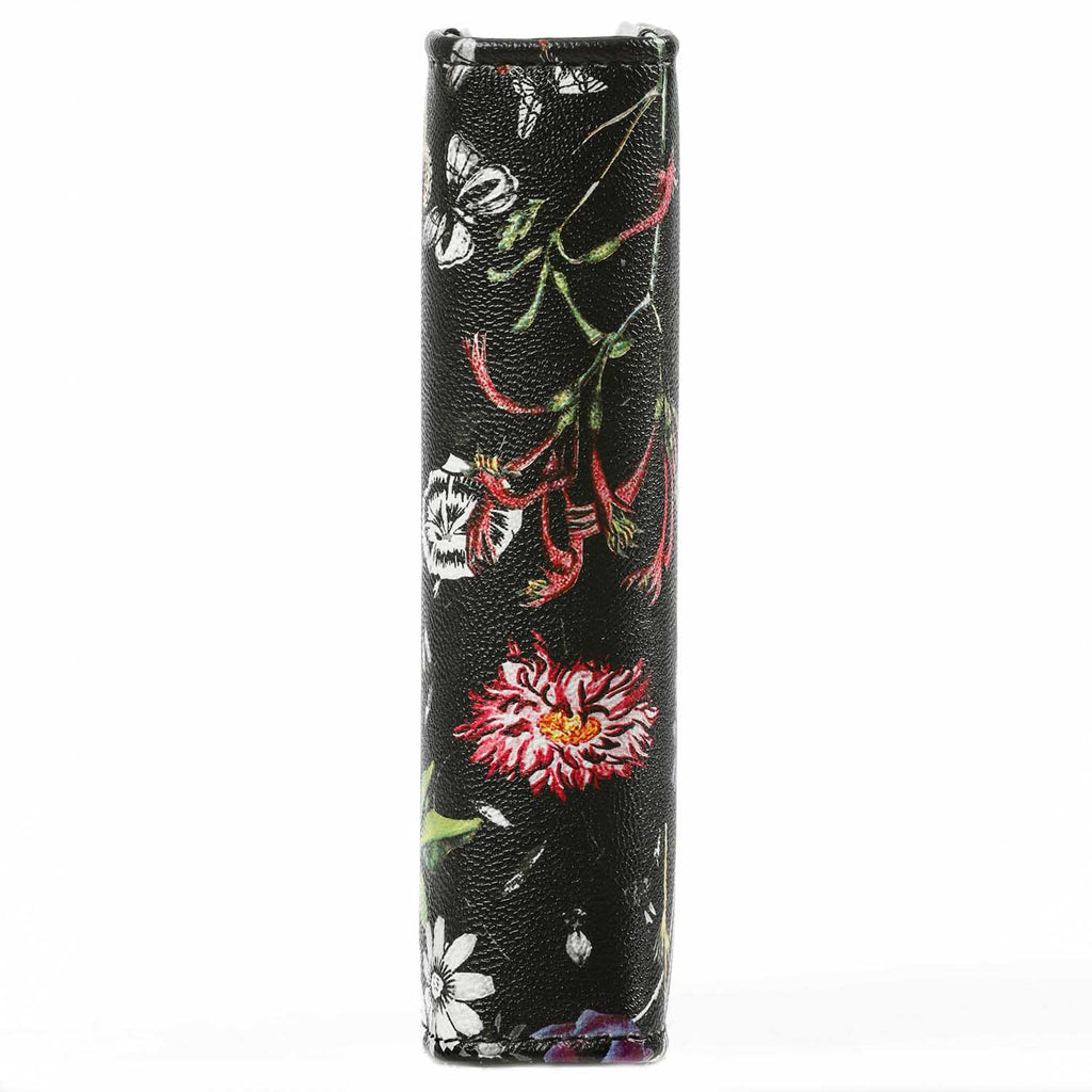 Side View of the Refillable Pocket Ring Binder Agenda Organizer Sea of Flowers Black