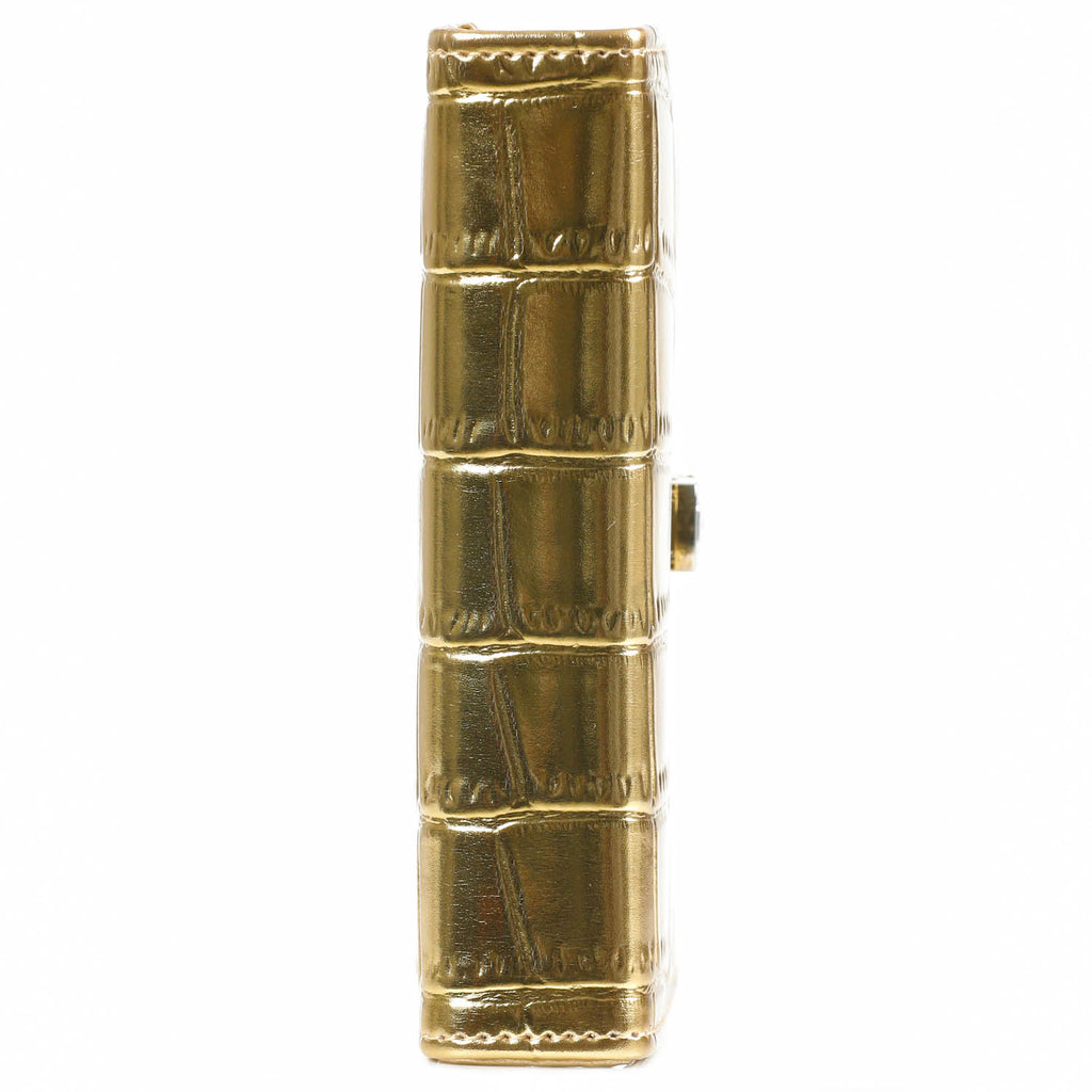 Side View of the Refillable Pocket Ring Binder Agenda Planner Croco Gold