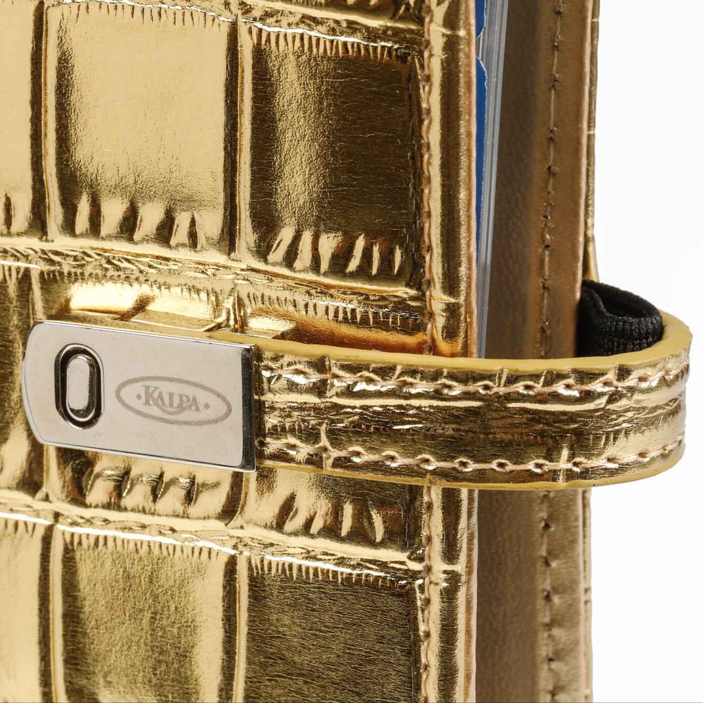 Elegant Refillable Pocket Ring Binder Agenda Planner Croco Gold