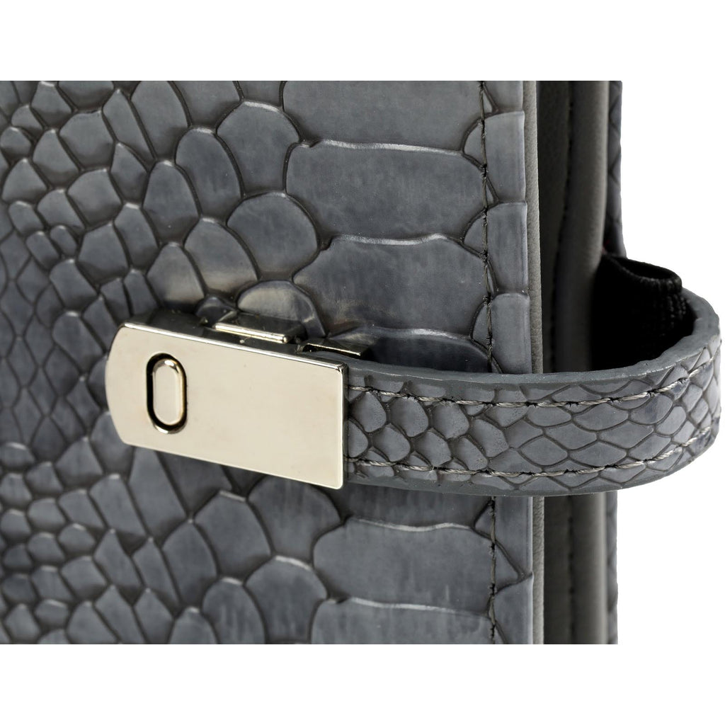Artificial Leather Pocket Ring 6 Binder Organizer Croco Gray