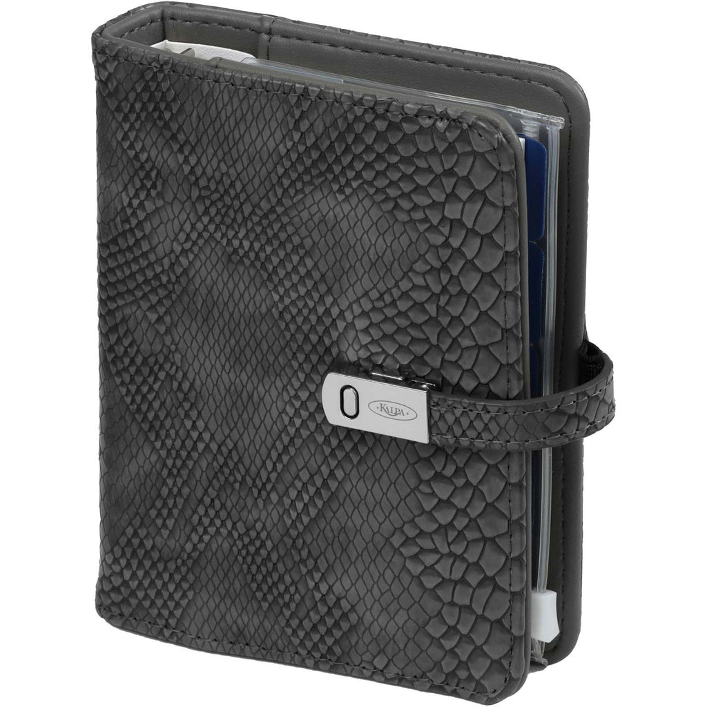 Pocket Ring 6 Binder Organizer Croco Gray with Magnet Clips