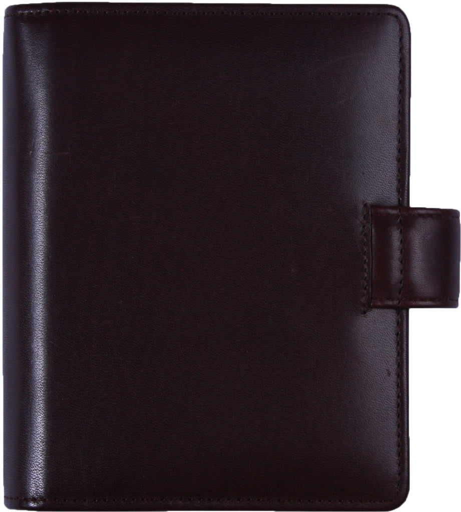 Elegant Refillable Pocket Agenda Ring Binder Classic Brown Leather