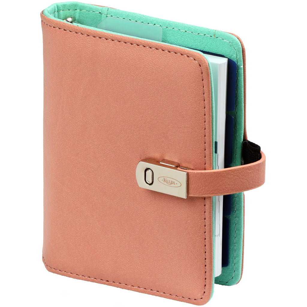 Stylish Refillable Pocket 6 Ring Binder Organizer Pastel Pink Green For Women