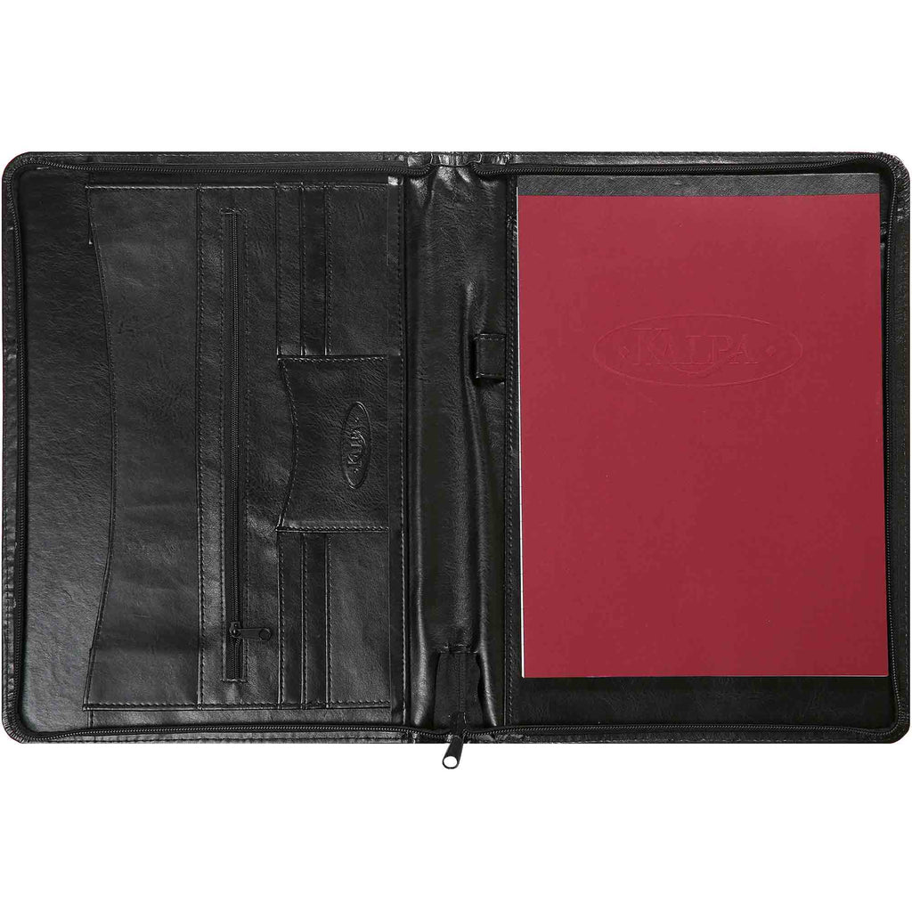 Artificial Leather Writing Case With Zip Pullup Black