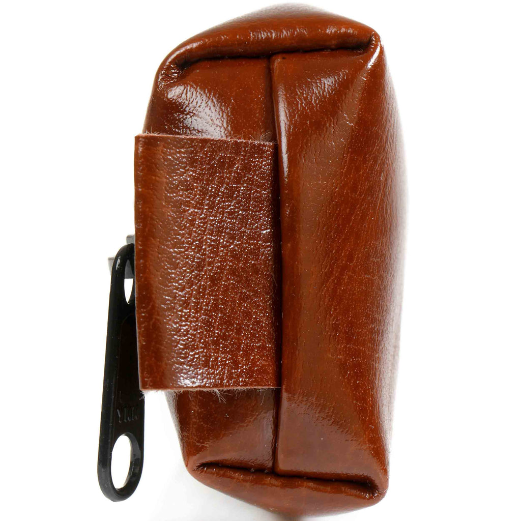 Modern Flat Leather Pencil case With Zip Cognac