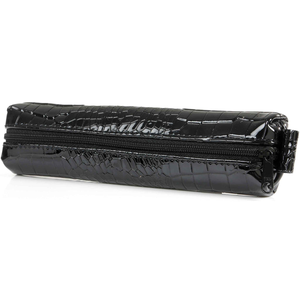 Pencil Pouch With Zip Croco Black