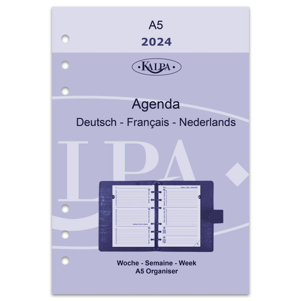 A5 Ringbuch Agenda Einlagen Wochenblatt DE FR NL 2024 von Kalpa