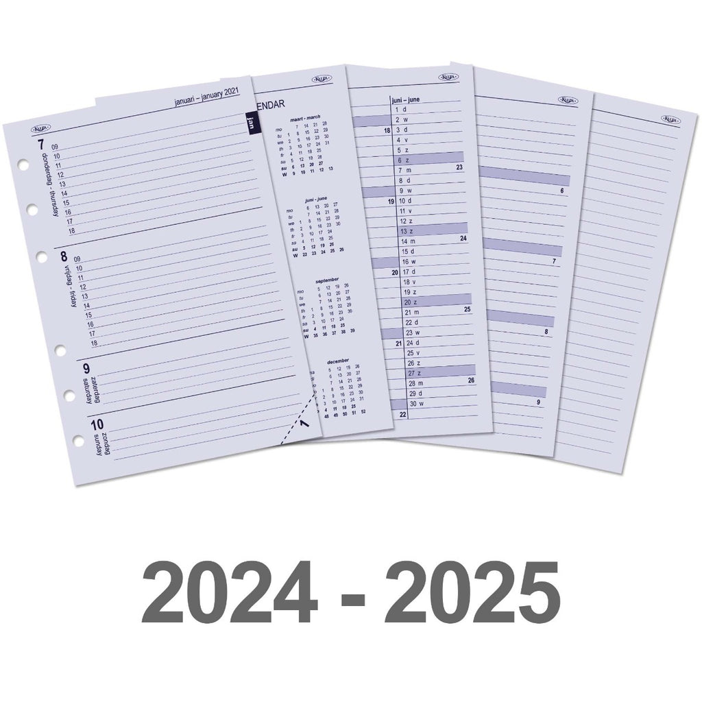 Mehrere Zwecke A5 Kalender Ersatzeinlagen NL EN 2024 25