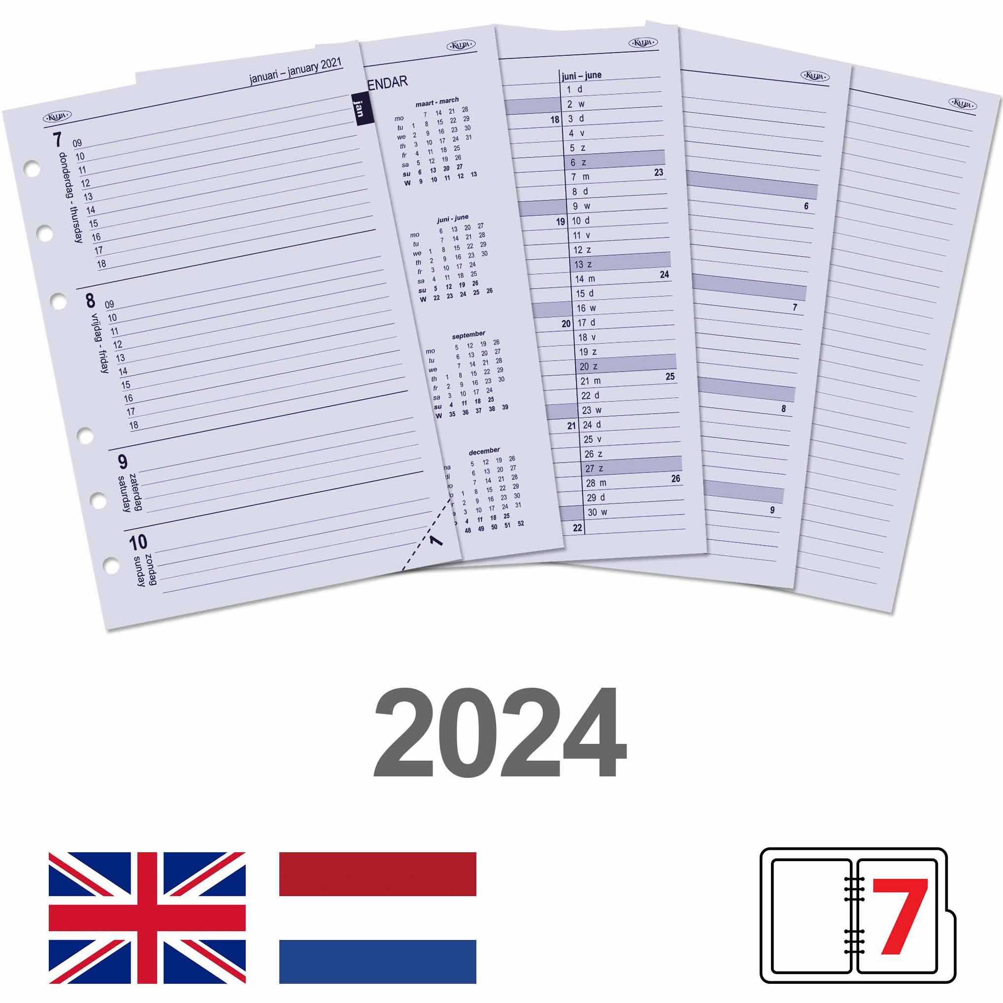 Lijkt op tempo Banket A5 Organizer Agenda Vulling NL en EN 2024 – Kalpa.nl