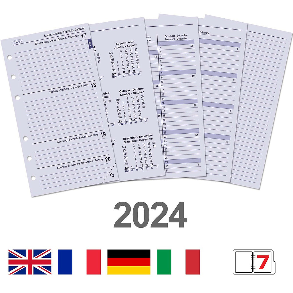 Persönlich Taschenkalender Einlage EN DE FR IT 2024