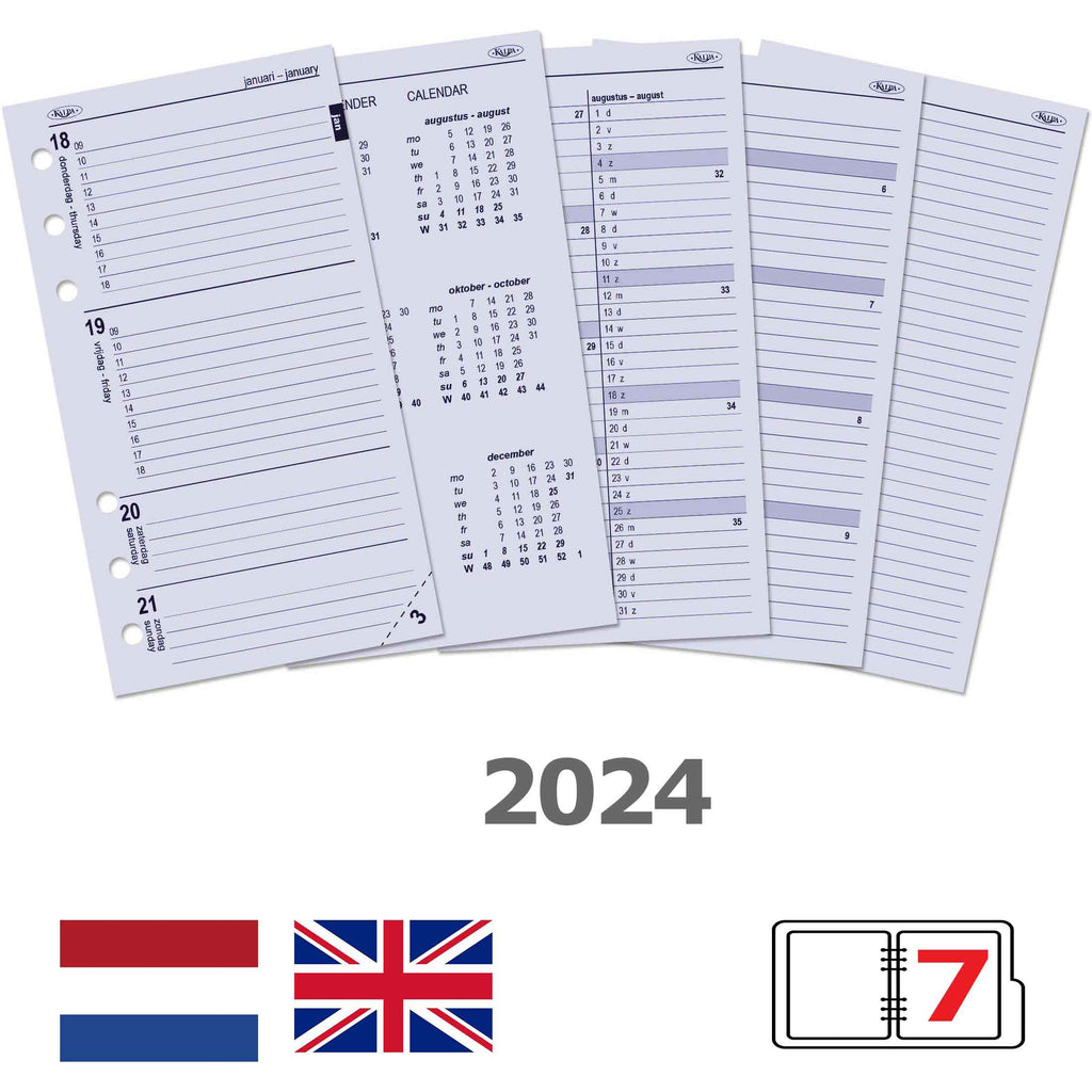 Persönlich Agenda Organizer Nachfüllen Woche NL EN 2024