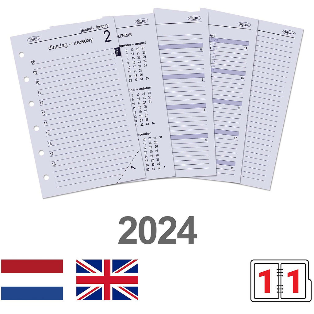 Tasche 6 Ringbuch Täglich Nachfüllungen NL EN 2024