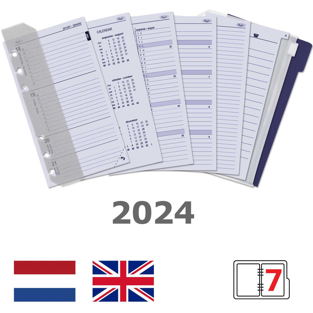 Persönlich Agenda Organizer Nachfüllpapier Wöchentlich NL EN 2024