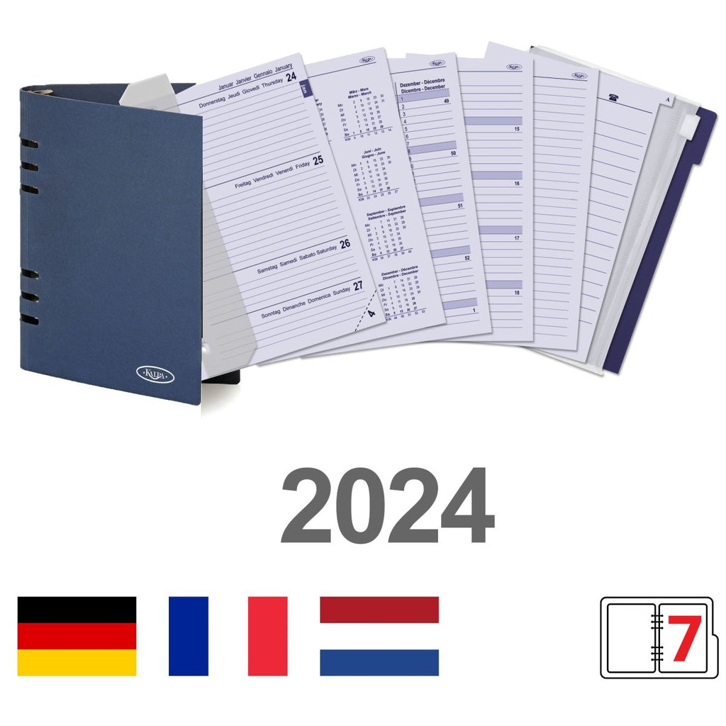 A5 6 Ring Planner Refills Week DE FR NL  Storage Folder 2024