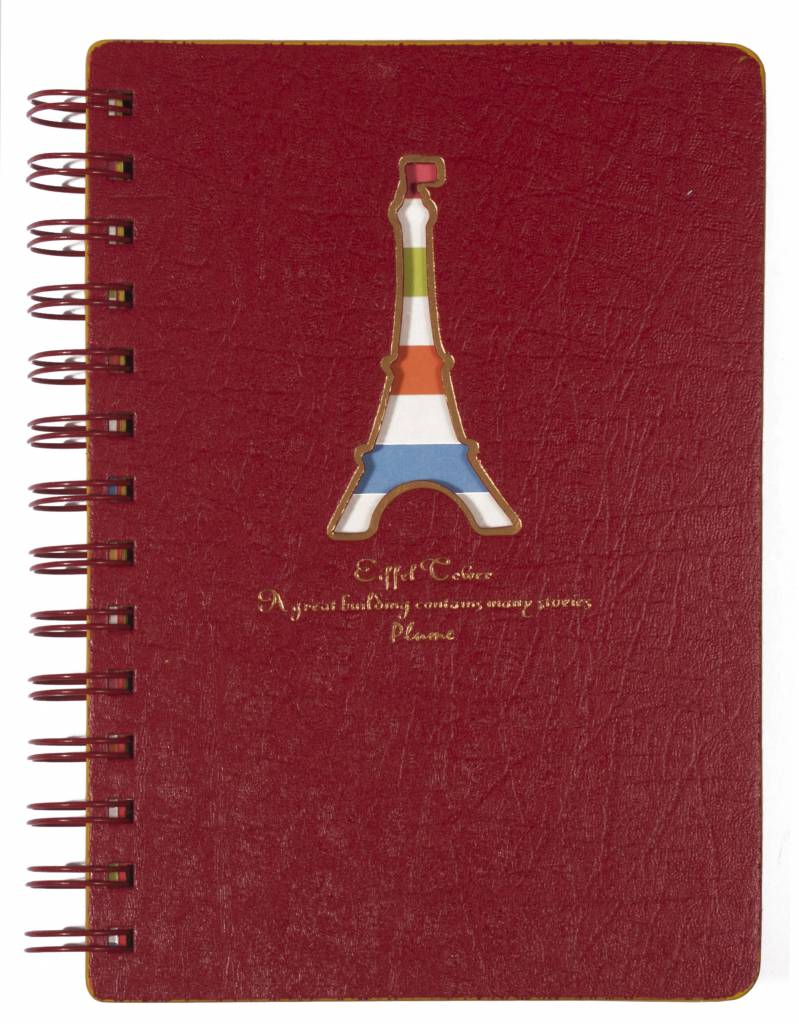 D5129-1 Spiral Notitieboekje Rood Eiffeltoren rood