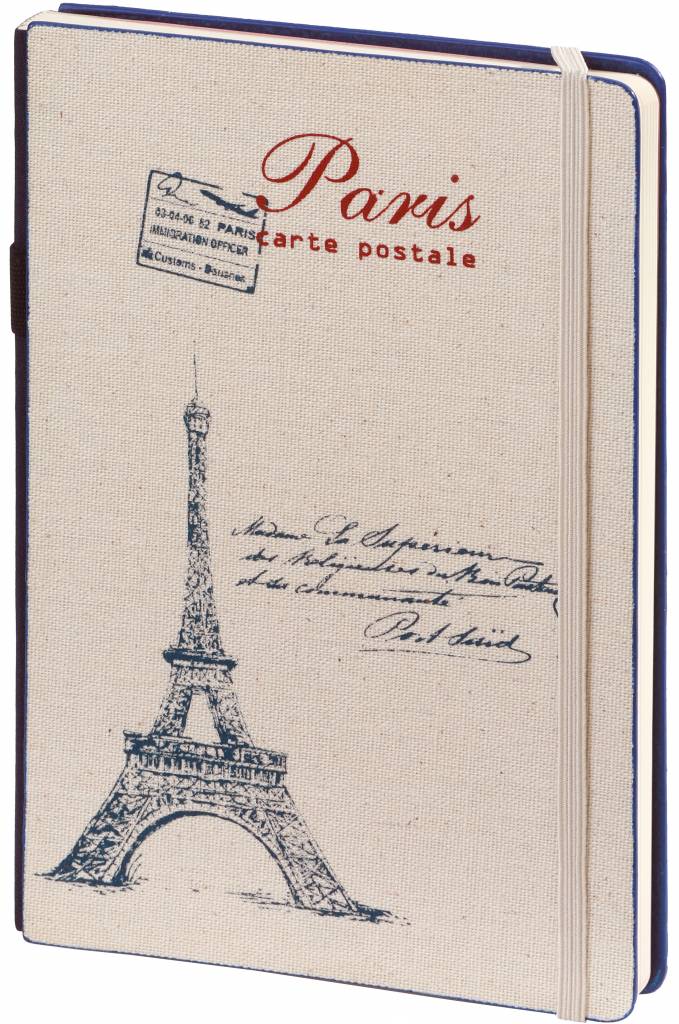 D8019-2p 2 stuks a5 notitieboek Parijs 21 x 15 cm blauw en rood 254 p