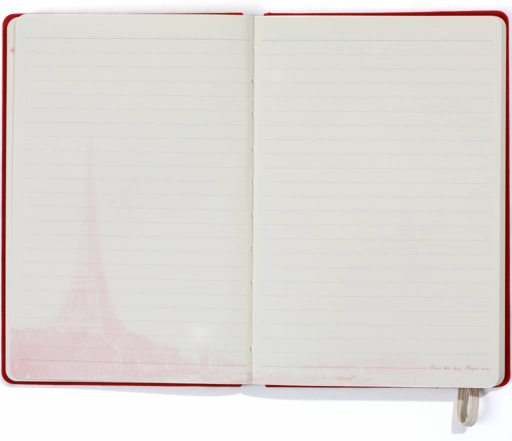 D8019-2p 2 stuks a5 notitieboek Parijs 21 x 15 cm blauw en rood 254 p