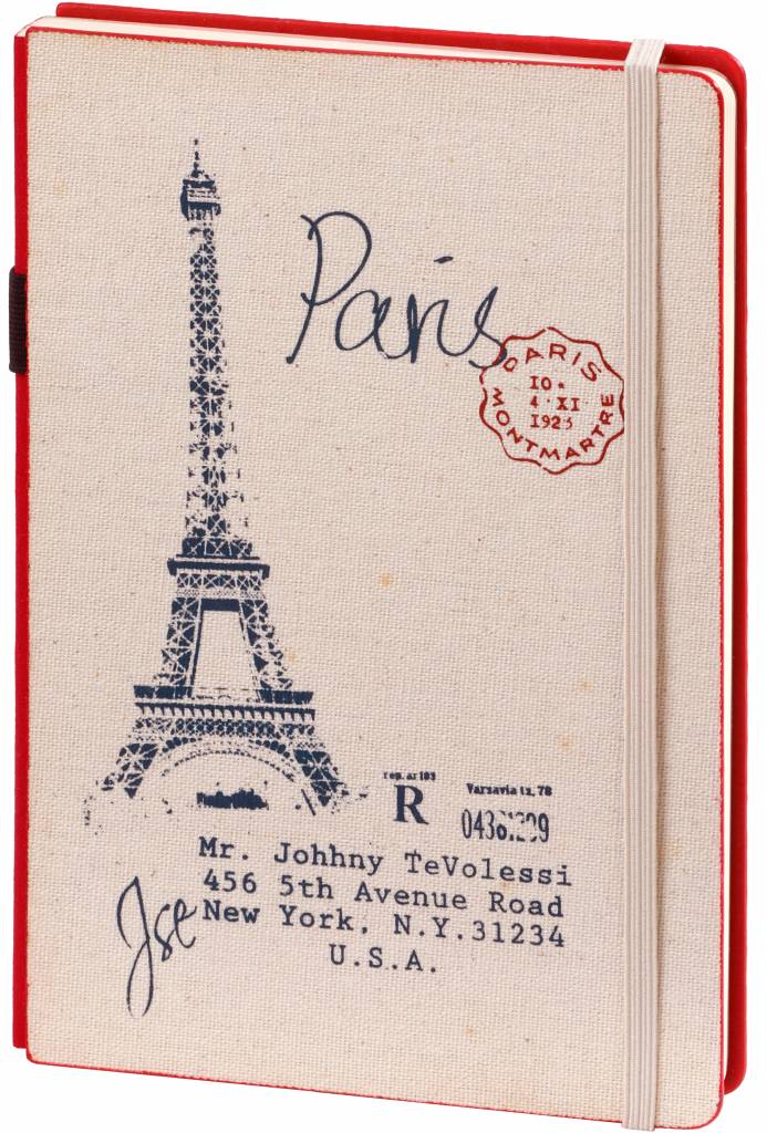 D8019-2p 2 stuks a5 notitieboek Parijs 21 x 15 cm blauw en rood 254 st
