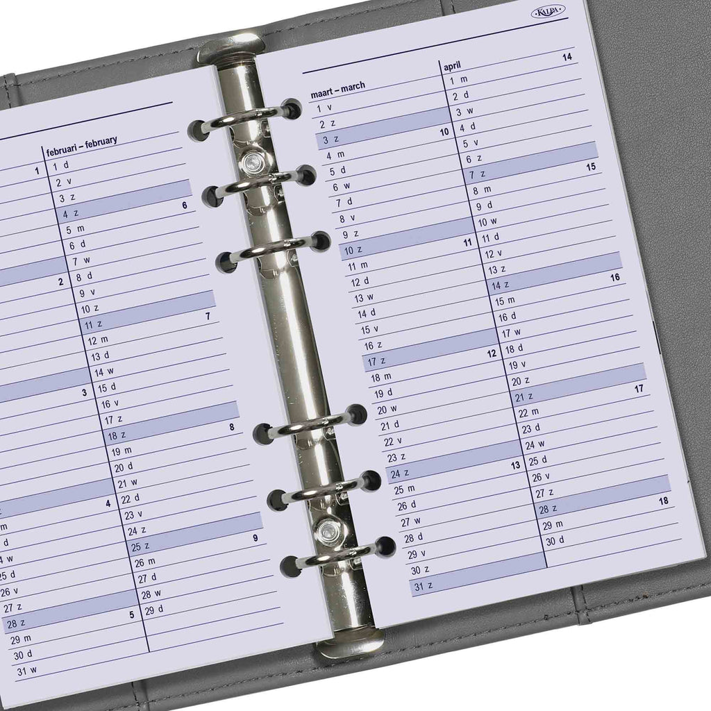 Spitzenqualität Persönlich Ringbuch Kalendereinlagen Täglich NL EN 2024